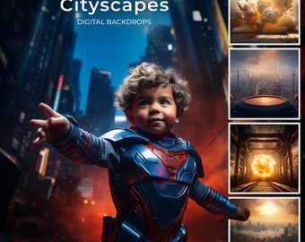 300 Super Hero Digital Background for Photography Compositions, Super Hero, Burning City for kids, Metropolis, City, Mega Bundle, Spider