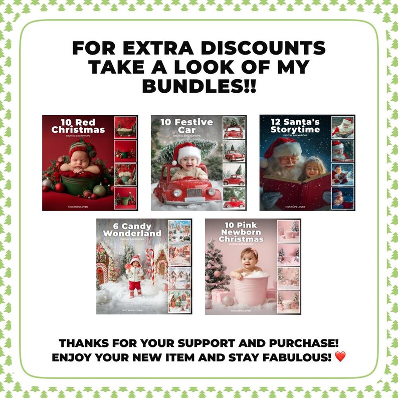 40 Christmas Lights Digital Background Bundle, Christmas Village