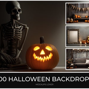 100 Herbst Digitaler Hintergrund, Halloween Hintergrund Digital, Bundle Halloween, Fotografie zusammengesetzt, bedruckbar, Kürbis Hintergründe