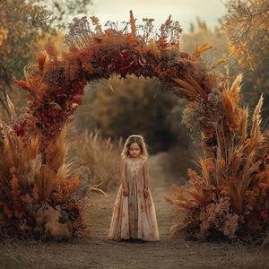 Fall Arch Digital Background, Kid & Family Portrait, Nature Photography Backdrop, Autumn Leaves, Creative Composite, Maternity Prop, Wedding