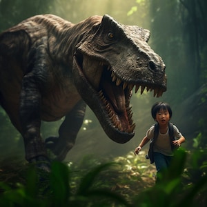 Dinosaur Digital Photography Backdrop, Jungle Background, Jurassic Park, T-rex, Kids Photo Prop, Photoshop Composite