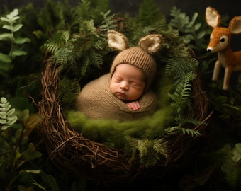 Forest Digital Backdrop, Newborn Digital Backdrop Woodland, in the woods, bed, rustic, boy, girl, green