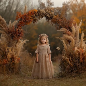Autumn Arch Digital Background, Family & Kids Portrait Backdrop, Fall Leaves, Photography Creative Composite, Maternity, Wedding Prop