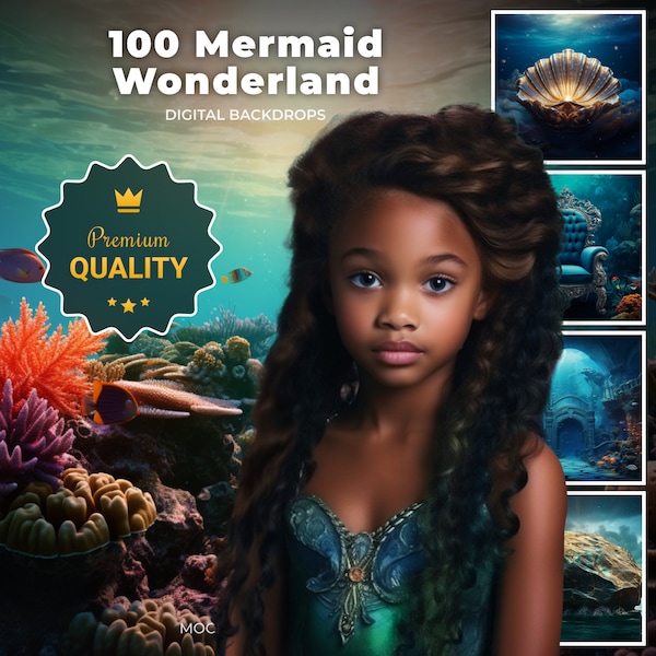 Mermaid digital Backdrops, Mermaid digital Background, Ocean Backdrop, seaside background, photo background, Digital Backdrop