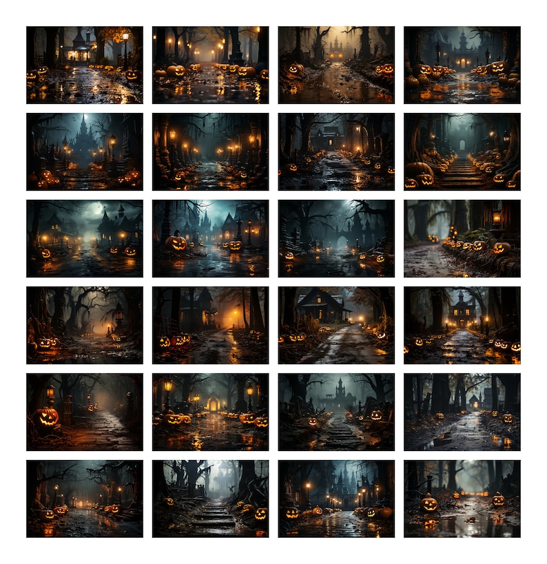 110 Halloween Digital Background Bundle, Horror Backdrop, Photography