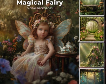 Woodland Fairy Digital Backdrops, Enchanted Forest Digital Backdrops, Magical Background For Children Photography, Portrait, Princess
