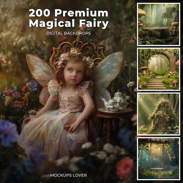 Woodland Fairy Digital Backdrops, Enchanted Forest Digital Backdrops, Magical Background For Children Photography, Portrait, Princess