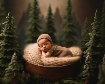 Forest Digital Backdrop, Newborn Digital Backdrop Woodland, in the woods, bed, rustic, boy, girl, green