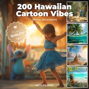 Ohana-Inspired Digital Background Bundle, Tropical Backdrop, Digital Photography, Photoshop Action, Children Photography, Creative Composite