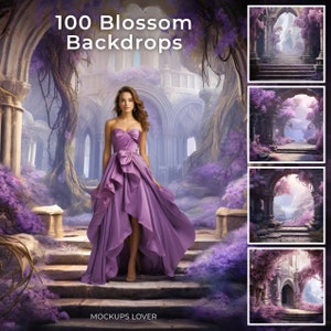 100 Ethereal Blossom Digital Backdrops, Ideal for Maternity Photography, Studio Overlays, Fine Art Textures and Photoshop Overlays