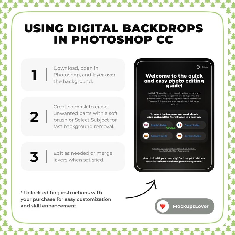 40 Christmas Lights Digital Background Bundle, Christmas Village