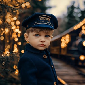 Christmas Train Digital Photography Background, Polar Express, Christmas Village Backdrop, Winter Wonderland Kids Prop, Photoshop Template