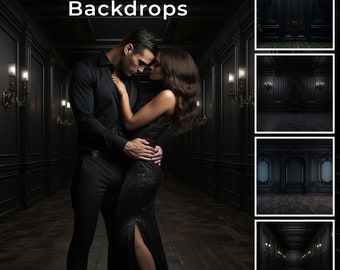 50 Black Paneled Wall Digital Backdrops set, Maternity Backdrop Overlays, Studio Backdrop Overlays, Fine Art Textures, Photoshop Overlays