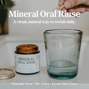 Mineral Oral Rinse - Natural Mouth Rinse Powder with Xylitol, Sea Salt & Essential Oils | Zero Waste Tooth Powder Companion | 4oz Glass Jar