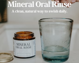 Natural Mineral Mouth Rinse Powder: Xylitol, Sea Salt & Essential Oils - 4oz Glass Jar