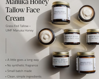 Manuka Honey + Tallow Face Cream | Grass-Fed Tallow Moisturizer for Dry, Sensitive & Uneven Skin