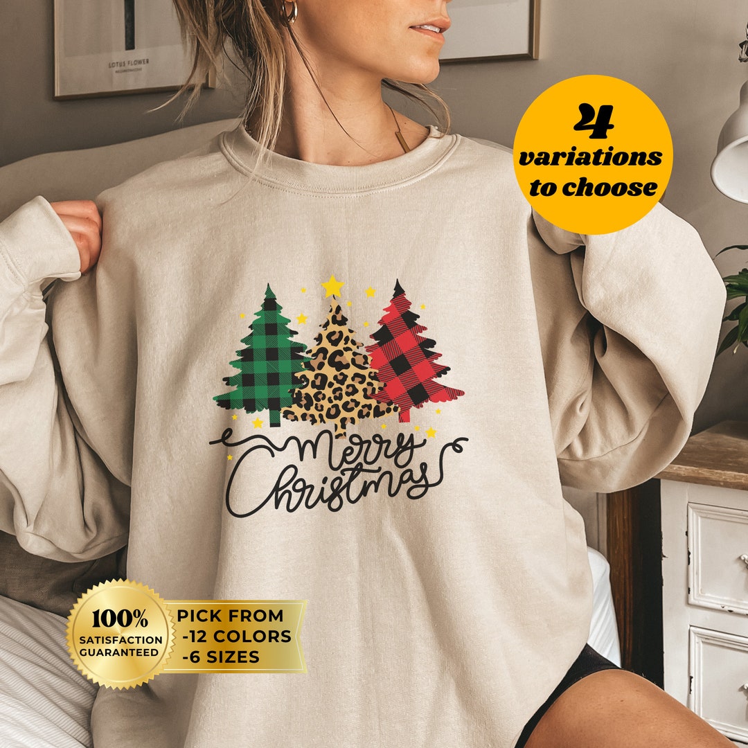 Leopard Print Christmas Tree Sweatshirt Christmas Tree Shirt Etsy