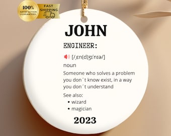 christmas ornaments personalized engineer Gift, New Job Gift, Personalized Gift, Engineer Personalized Ornament, Birthday Gift, Coworker Gif