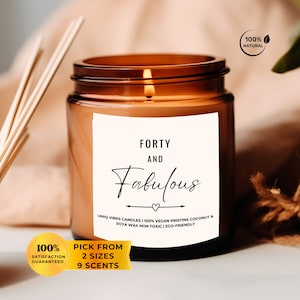 40 birthday candle for fortieth birthday gift for forties candle Pristine coconut & Soya Wax candle gift for turning forty years old gift