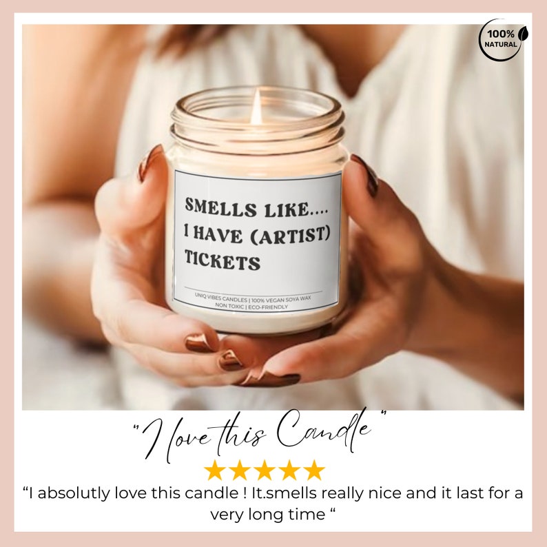 Custom Concert Ticket Candle Funny Candle Custom Gift for Her Music Fan