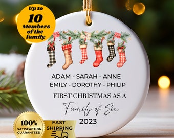 First Christmas Family Of Six Ornament, custom Christmas Ornament, Family Of Six New Baby Ornament, First Christmas Gift, New Baby Gift