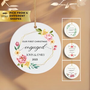 engaged ornament eucalyptus, Engaged Christmas Ornament, Engagement Gift, Christmas Gift For Couple, Custom Photo Ornament, Custom Engagemen