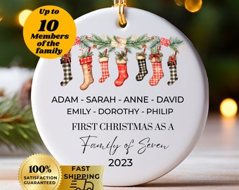 First Christmas Family Of Seven Ornament, custom Christmas Ornament, Family Of Seven New Baby Ornament, First Christmas Gift, New Baby Gift