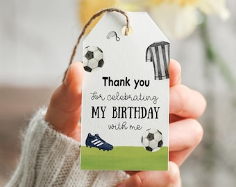 Soccer Birthday Favor Tag Printable, Thank You Tag (Instant Download)