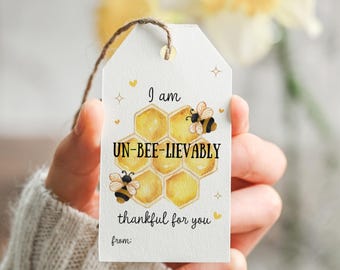 Étiquette cadeau de remerciement abeille imprimable (PDF)