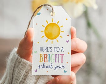 Bright School Year Gift Tags, Printable Favor Tags (Digital Download)