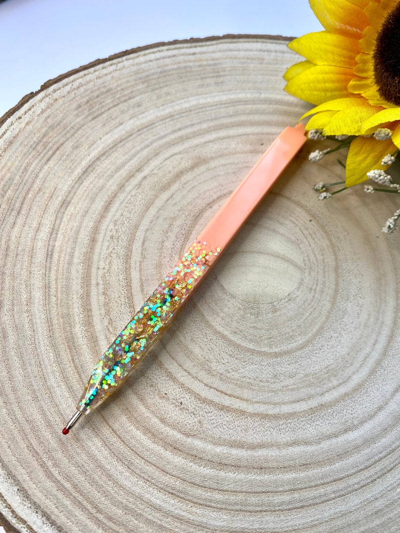 Pluma de resina epoxi bolígrafo material de oficina papelería resina escuela idea de regalo hecho a mano pluma elegante imagen 8