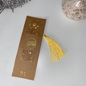 Mini marque-page en résine feuille d'or doré, rose gold & argenté livre signet Cadeau à offrir personnalisable image 3