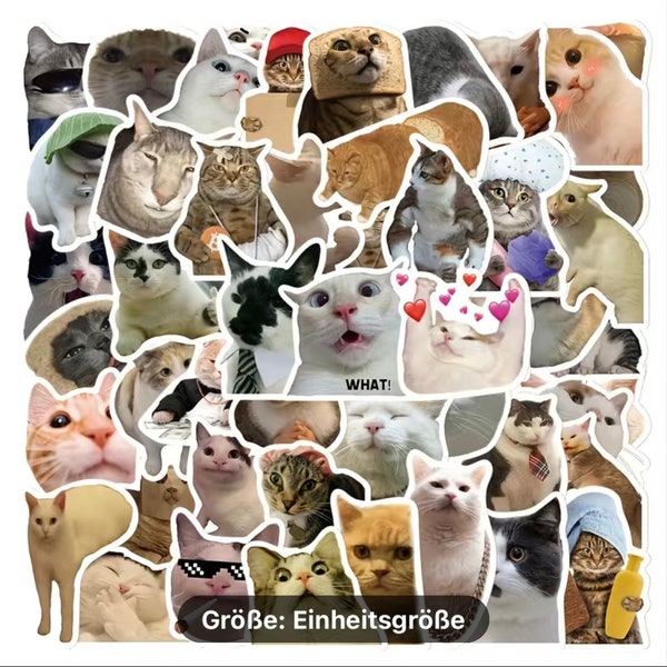 50Stk. Lustige Katzen Sticker | Memes | Aufkleber Katzen Funny