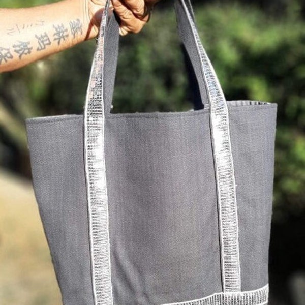 Anthracite gray Vanessa Bruno style tote bag