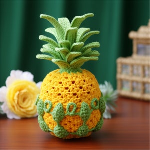 Creative Handmade Crochet Pineapple Ornament Yellow Pineapple Desktop Decoration Unique Handmade Ornament Creative Thread Material Ornament