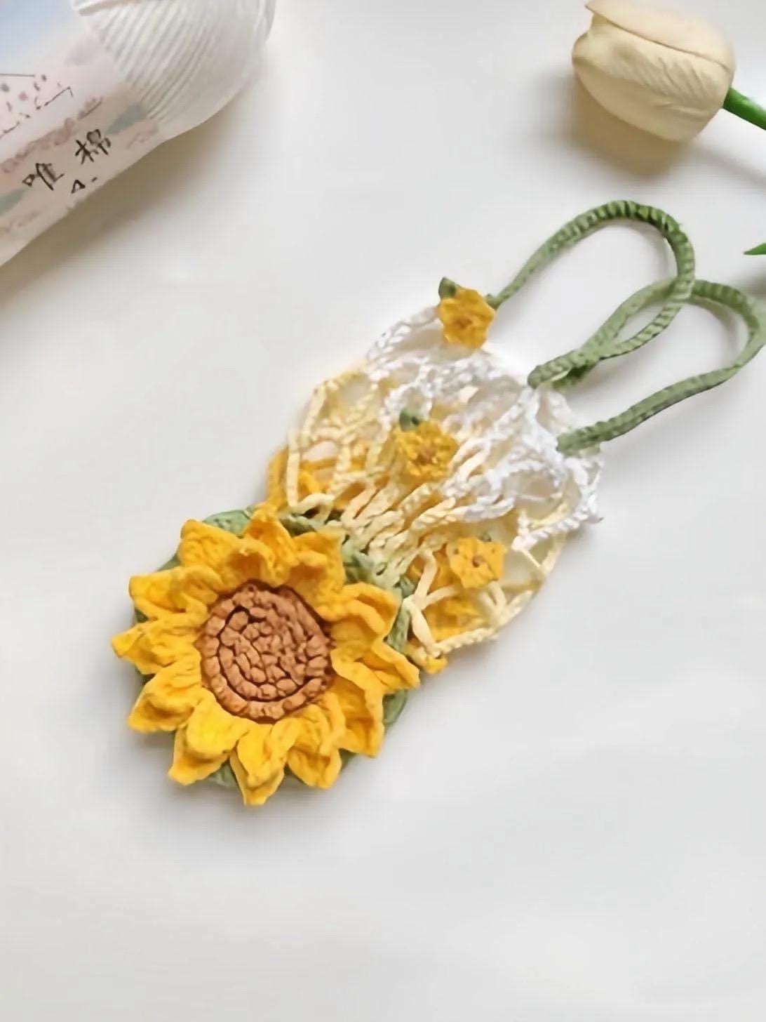 Sunflower Cup Mesh Bag Crochet Pattern