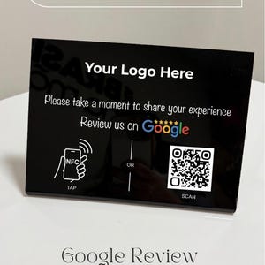 Custom NFC Google Review Acrylic Stand | Tap or Scan Shop Counter