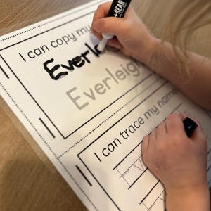 Exercice d'écriture manuscrite personnalisé, recherche de noms effaçable à sec, apprentissage de l'écriture, feuilles de travail modifiables pour la recherche de noms, préscolaire et maternelle