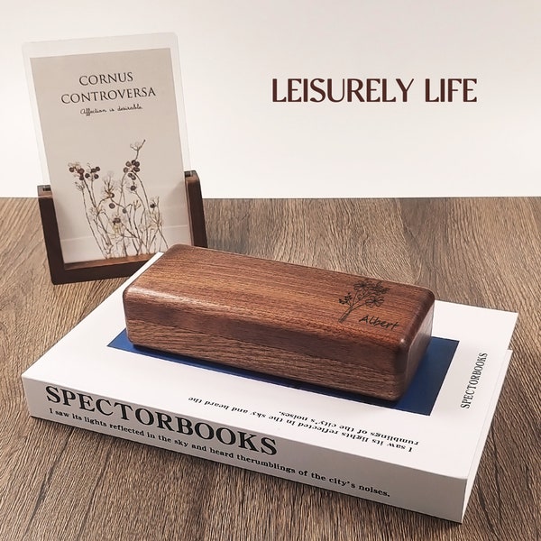 Birth FlowerWooden Glasses Case - Personalized Wooden hard glasses case - Reading Eyeglasses Box - Retro Glasses Holder - Spectacle Case
