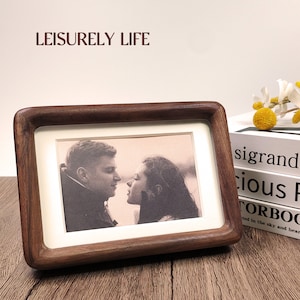 Solid Wood Picture Frame - smooth corner wall frame -  Walnut Teak Wood Photo Frame - Size from 3&quot; to 10&quot; Hardwood Frame  - Anniversary Gift