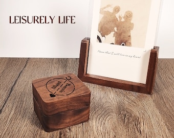 Custom Wooden Ring Box – Square Wedding Ceremony, Anniversary Gift