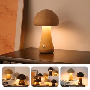 Handmade Eco-friendly Wooden Mushroom Lamp Rustic Farmhouse Lighting  Trending Home Decor 