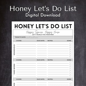 Cariño Vamos a hacer lista / Lista de tareas pendientes / Tamaño de carta / PDF descargable instantáneamente / Planificador diario / Planificador de productividad