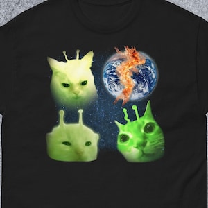 Three Glorps Funny Alien Cat Meme Tee Shirt Gift for Woman and Man, Unhinged Dank Memes T-shirt, Brainrot Tshirt, Oddly Specific Tees, Gifts