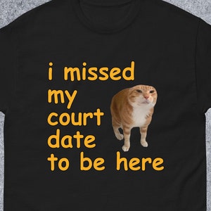 I Missed My Court Date to Be Here Funny Cat Meme T shirt Gift for Woman
