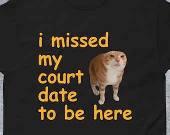 Me perdí mi cita en la corte para estar aquí. Camiseta divertida con meme de gato, regalo para mujer y hombre, refranes divertidos, camisetas con memes dank, camisetas estúpidas, gatos tontos.