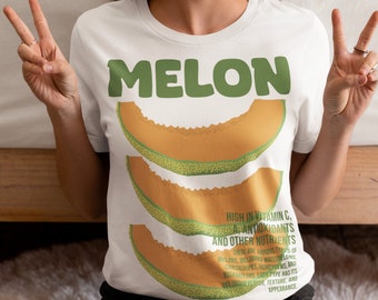 Melon Graphic Tee, Vegetables Shirt,Fruit Shirt, Watermelon Shirt, Gift for Women and Men, Retro-Style Vintage Unisex T-Shirt, Botanical Tee