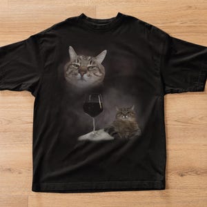 Camiseta divertida con meme de gato y vino, regalo para mujer y hombre, ropa desquiciada, camiseta de gatos graciosos, colores cómodos, camisetas inapropiadas, regalos imagen 4