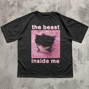 The beast inside me Funny Cat Meme T-shirt, Cats Lover Gift, Dank Memes Tee Shirt, Inappropriate Shirts, Silly Cats Tees, Unhinged T-shirt