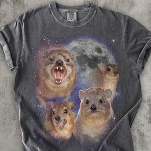 90s Retro Hyraxes Moon T-shirt, Screaming Hyrax Meme Shirt, Funny Shirts, Rock Hyrax Lover Gift, Gag Gifts, Comfort Colors, Awawa Tee